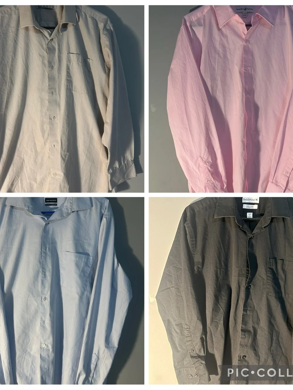 5 Mixed Men's Button-Up Shirts - Gray, Pink, Light Blue, Black